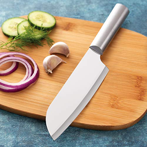 7 Stainless Steel Kitchen Knives Starter Gift Set with Brushed Aluminum Q7136