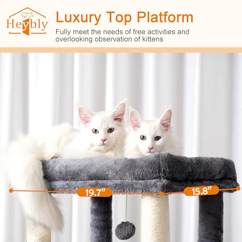 68.1-inch Tall Cat Tree with Sisal-Covered Scratching Posts, Smoky Gray T5598