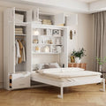 White Queen Size Murphy Bed with Shelves and Wardrobe P38948