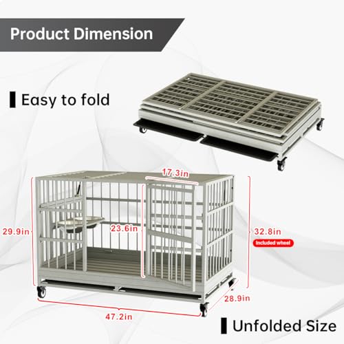 54 Inch Heavy Duty Dog Crate with Wheels M706