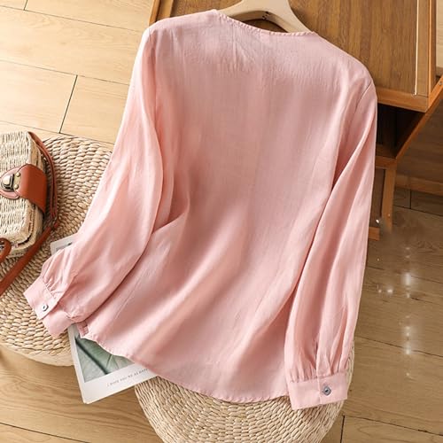 Women's Linen Long Sleeve Solid Color Blouse G221997