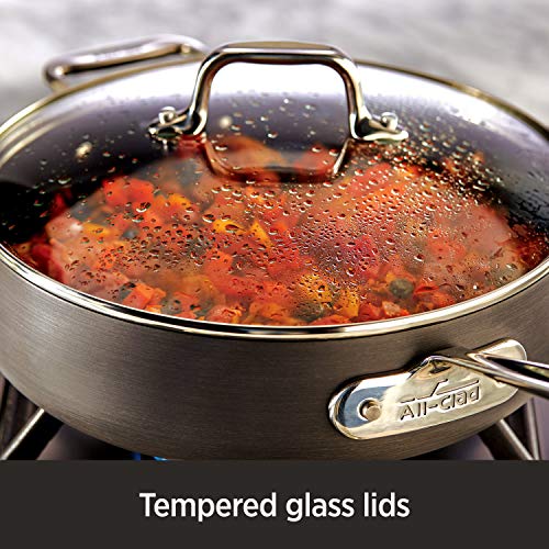 Hard Anodized Nonstick Saute Pan with Lid and Fry Pan Set 4 Quart 10 Inch Black Cookware H1285