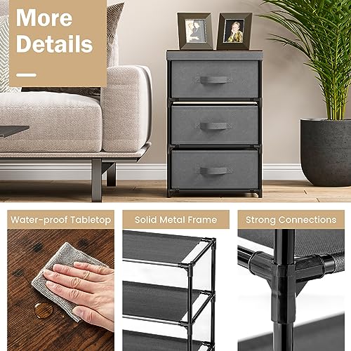 Black Fabric Dresser Set of 2 with 2 Drawers A12136