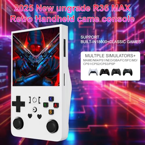 Retro Handheld Game Console, 4-inch IPS Screen, 64GB TF Card, Black J16861