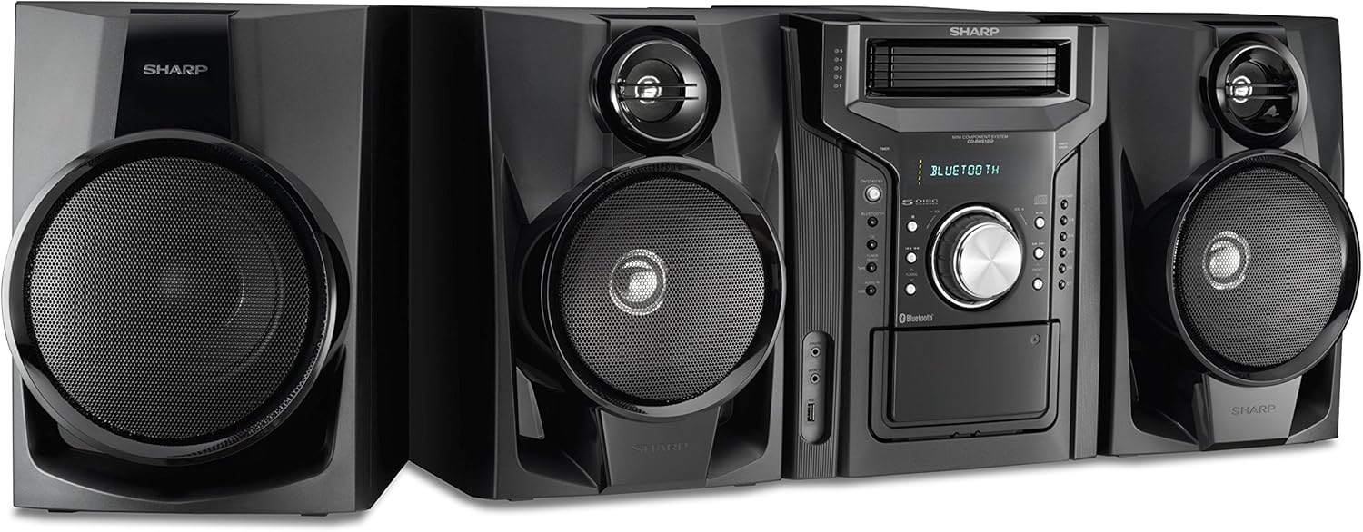 240W 5-Disc Mini Shelf Speaker System with Cassette and Bluetooth L506117
