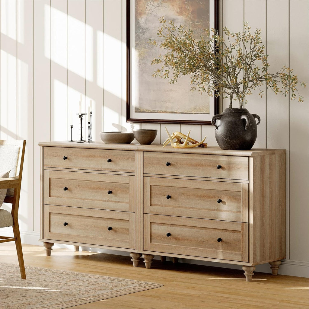 4 Piece Dresser and Nightstand Sets with Charging Station, Oak U308