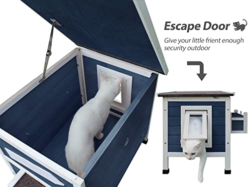 Large Outdoor Wooden Cat House with Escape Door B379