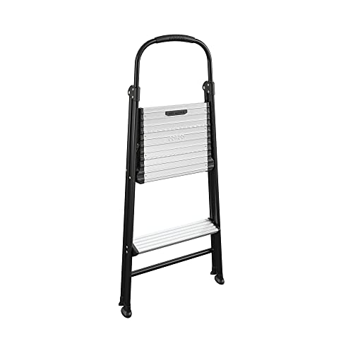 Black Aluminum Folding Step Stool with Rubber Hand Grip C777