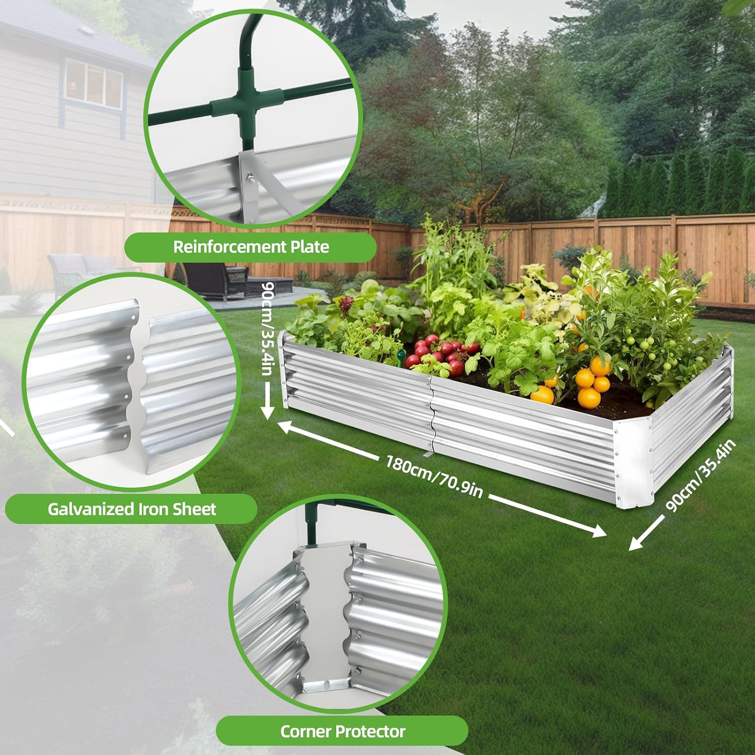 Galvanized Raised Garden Bed with Mesh Cover Greenhouse X93011