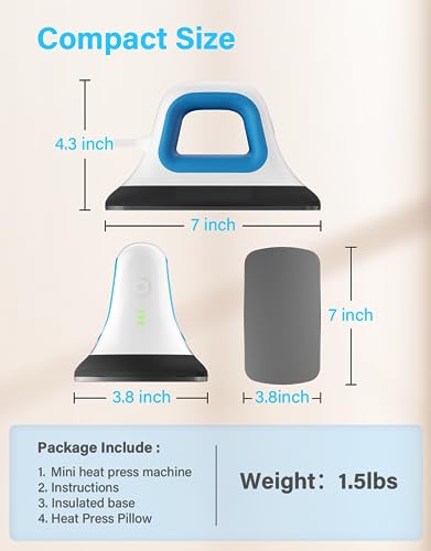 Mini Heat Press 7"x 3.8" Hand held Iron Press (Blue) D212957