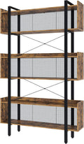 6-Tier Industrial Bookcase with Metal Frame, Rustic Brown I868505