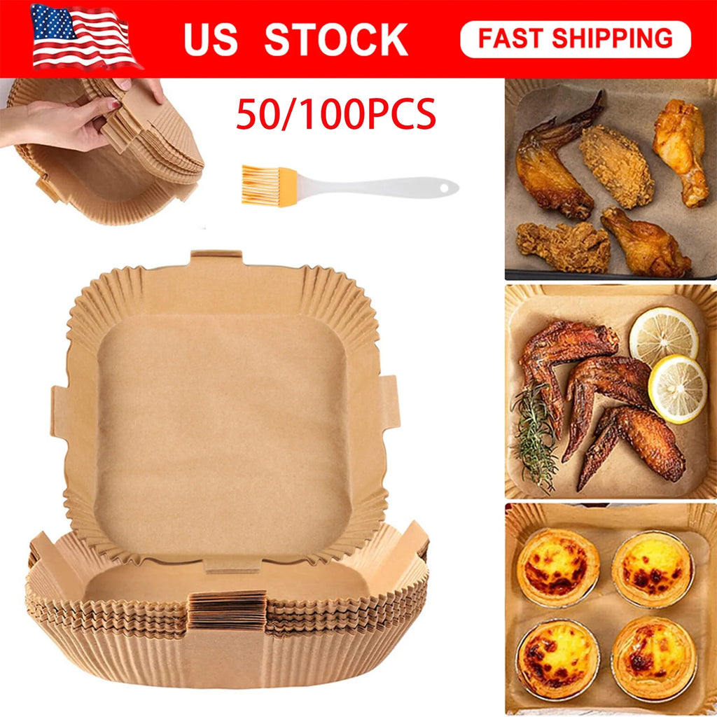 100Pcs 7.9" Air Fryer Disposable Non-Stick Paper Liners T969