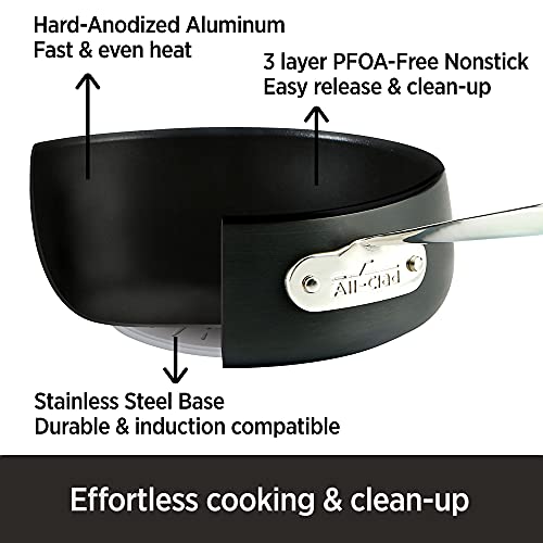 Hard Anodized Nonstick Saute Pan with Lid and Fry Pan Set 4 Quart 10 Inch Black Cookware H1285