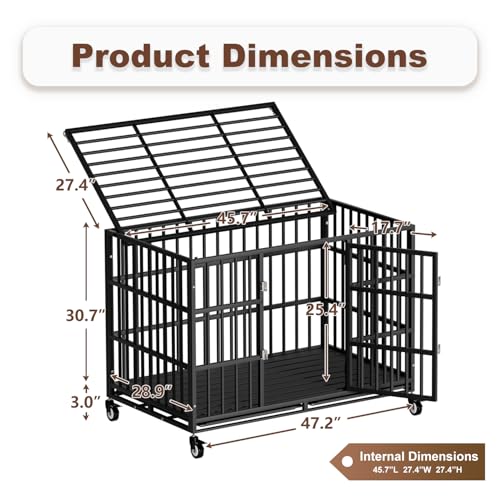 54 Inch Heavy Duty Dog Crate with Wheels M706