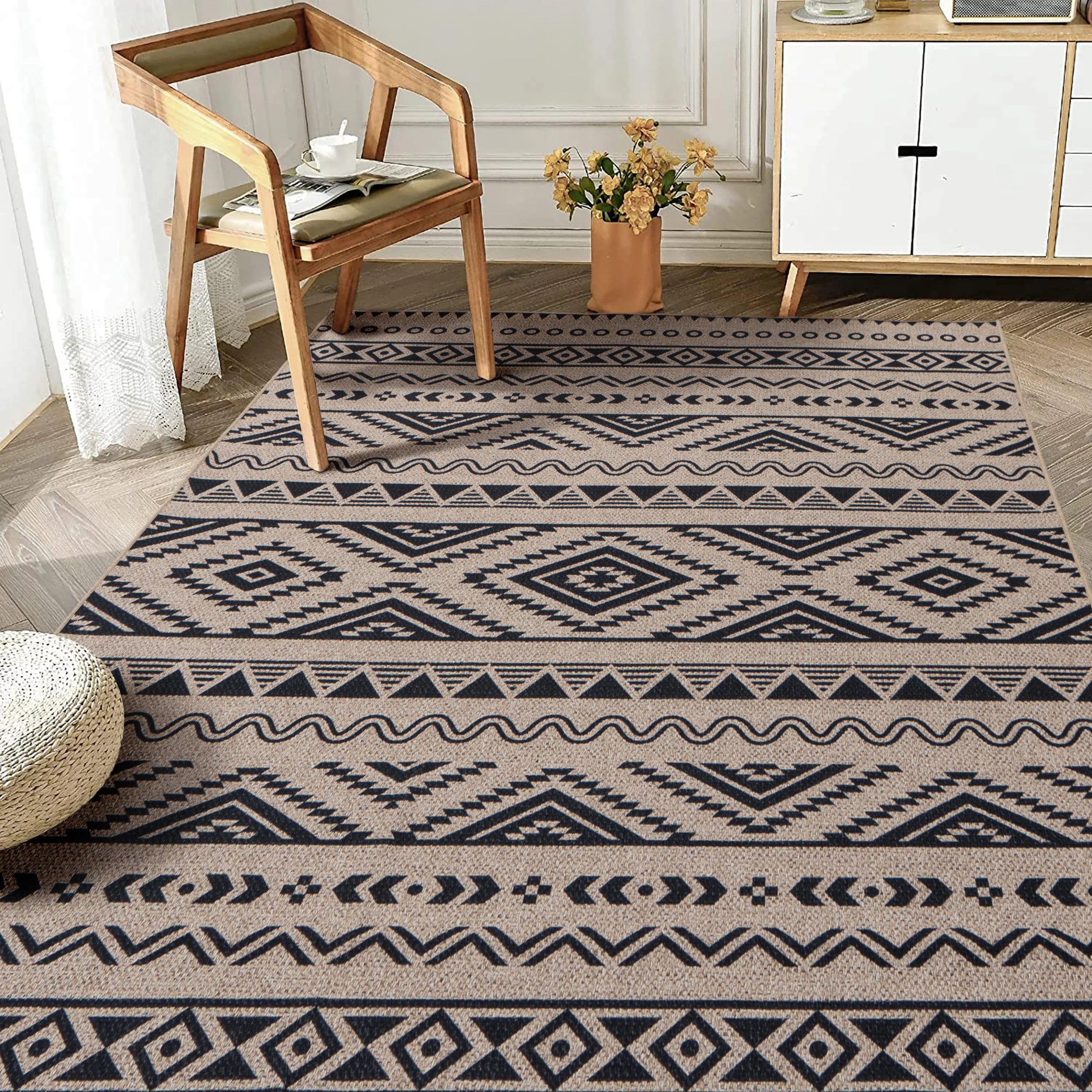 6x9 Washable Non-Slip Geometric Area Rug E539