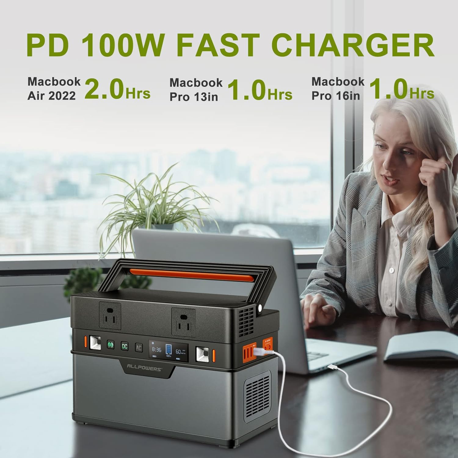 Portable Power Station 606Wh 700W with Pure Sine Wave AC Outlets J81646
