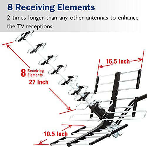 Outdoor HDTV Antenna Long Range Digital OTA Antenna for 4K 1080P VHF UHF W87458