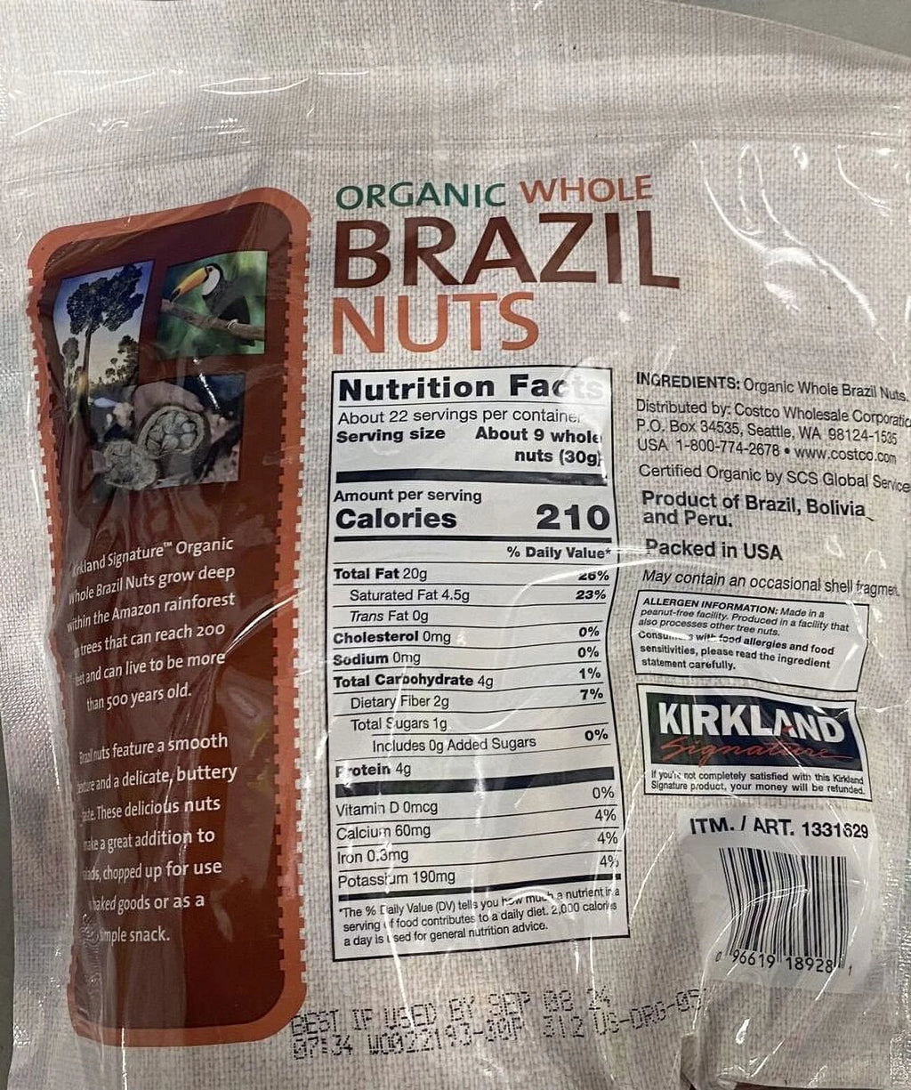 24 oz Bag Organic Whole Brazil Nuts S634