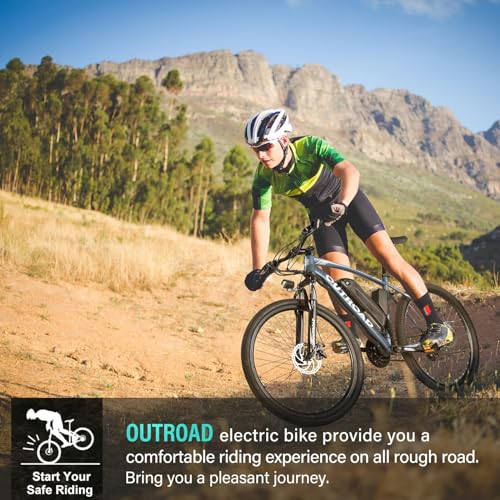 26" Electric Mountain Bike with Removable Battery, 36V 350W Brushless Motor, 21-Speed Gear, Front Fork Suspension A82611