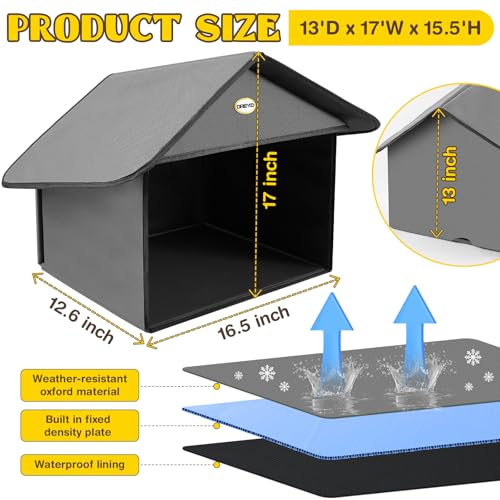 Outdoor Cat Feeding Station, Weatherproof, 13”d x 17”w x 15.5'h (Dusty Blue) U148