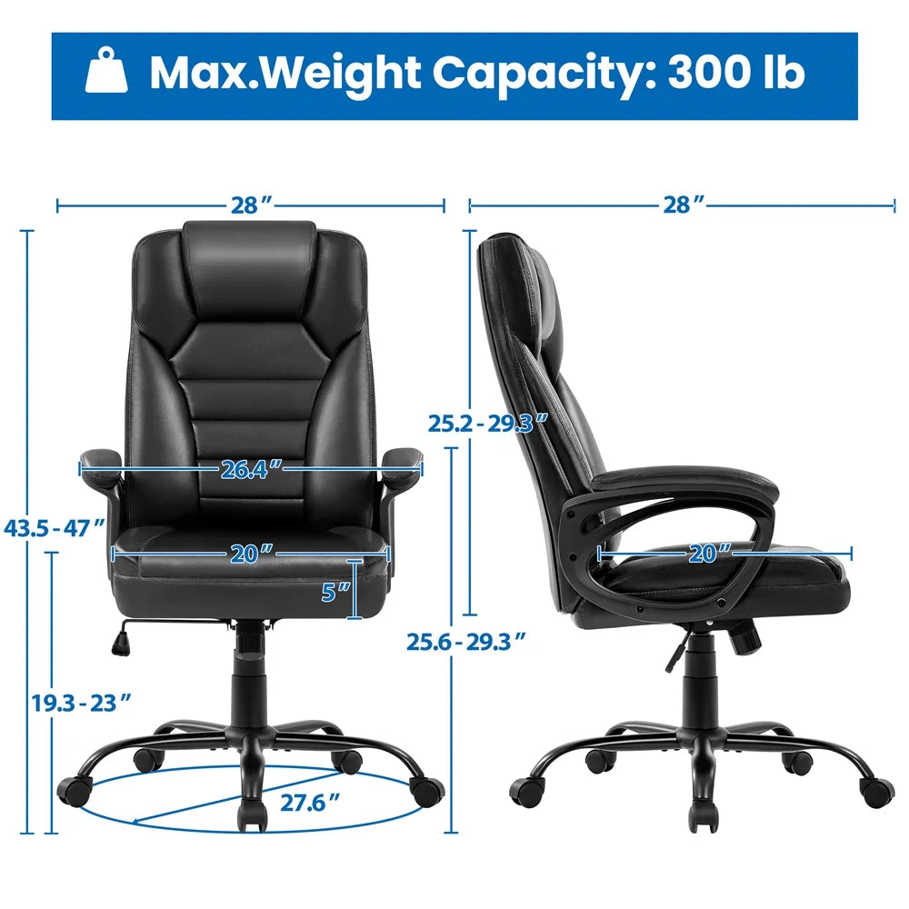 Black Faux Leather Executive Office Chair with Integrated Headrest L53841