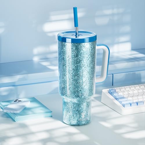 40oz Insulated Stainless Steel Tumbler with Handle and Straw D301