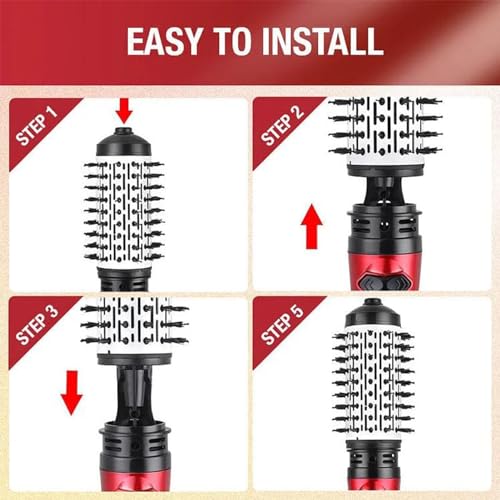 3-in-1 Hot Air Styler and Rotating Hair Dryer with 2 Interchangeable Brushes (Gold) V218