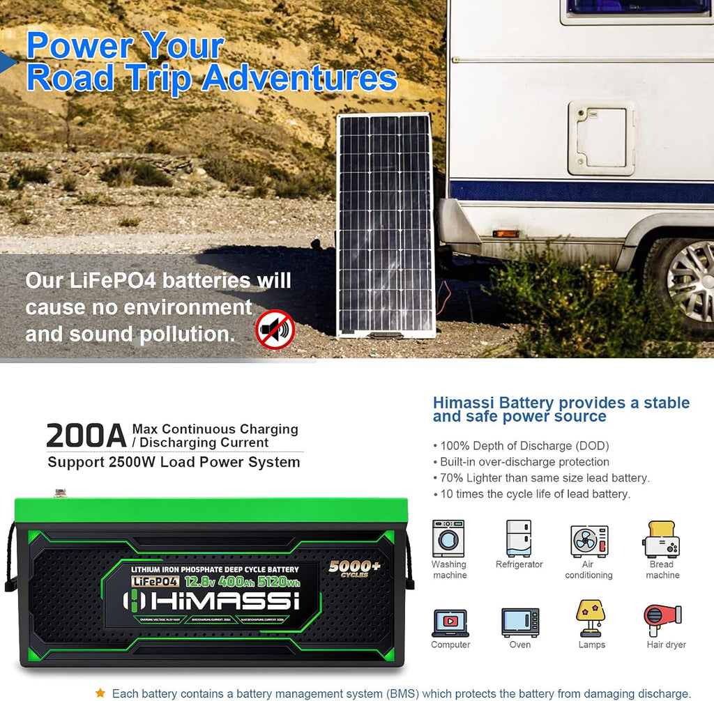 12V 400Ah Lithium Battery with 250A BMS B449001