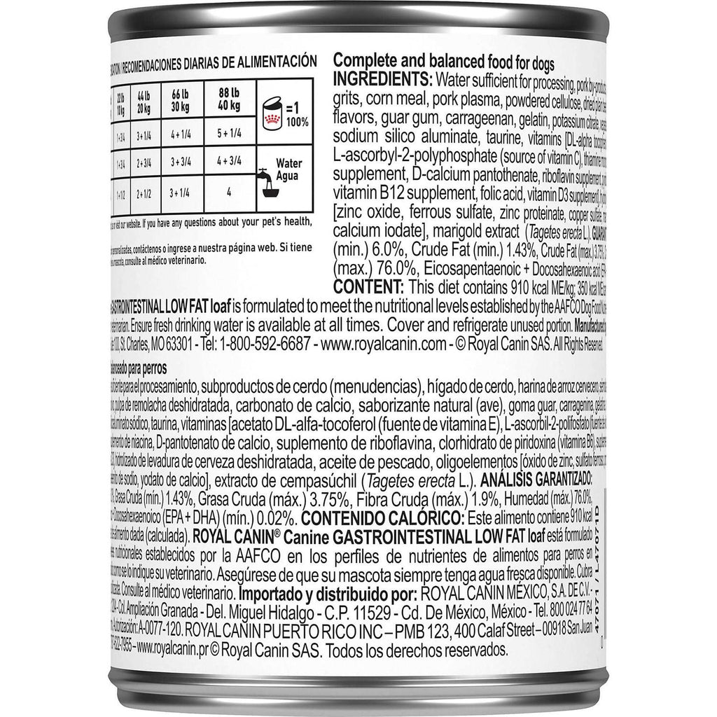 Veterinary Diet Gastrointestinal Low Fat Canned Dog Food B476