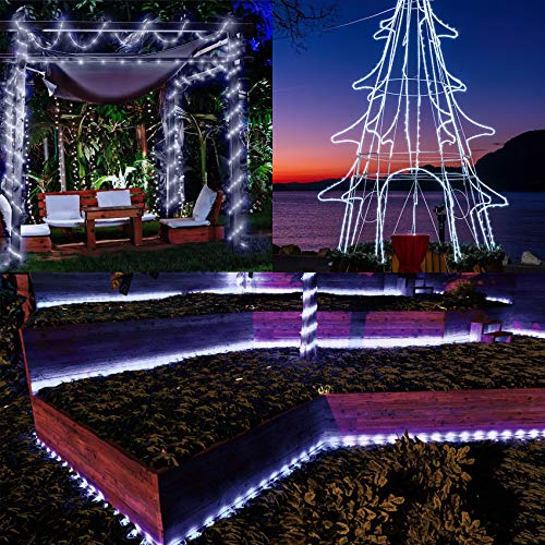 40FT 100 LED Cool White Solar Powered LED Rope Lights Y2866