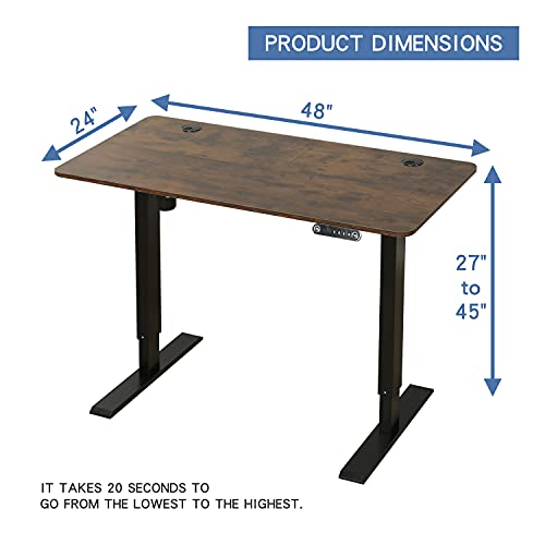 48 x 24 Inches Height Adjustable Electric Standing Desk with 4 Memory Presets V465