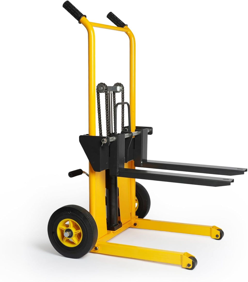 440 lbs Capacity 35" Lift Height Adjustable Forks Fixed Legs Pallet Stacker Z5586