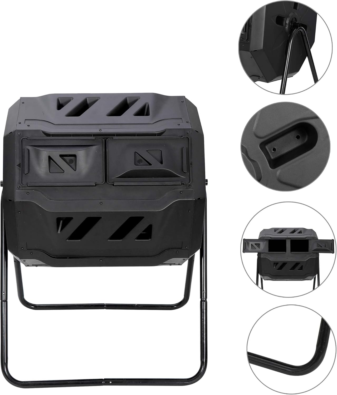 43 Gallon Black Dual Chamber Composting Tumbler I519