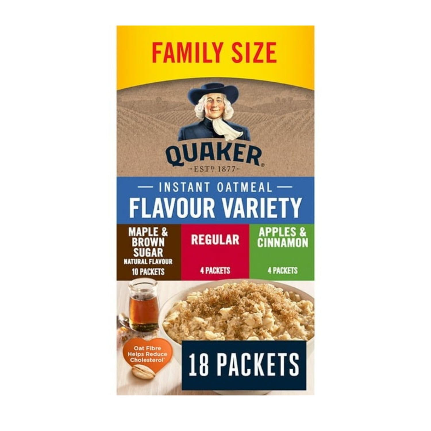 Maple & Brown Sugar, Apples & Cinnamon Instant Oatmeal, 18ct, 24.5 oz (Pack of 3) G388586