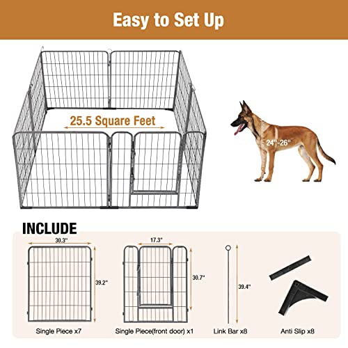 8 Panels 39 Inch Foldable Metal Dog Playpen G395