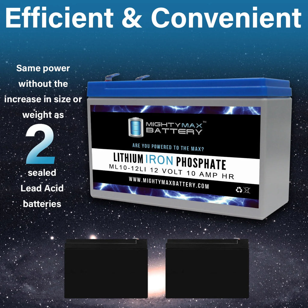 12V 10AH Lithium Replacement Battery - 2 Pack K34295