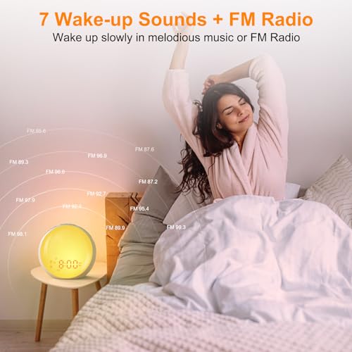 Sunrise Alarm Clock with Night Light, FM Radio, Dual Alarms E8447