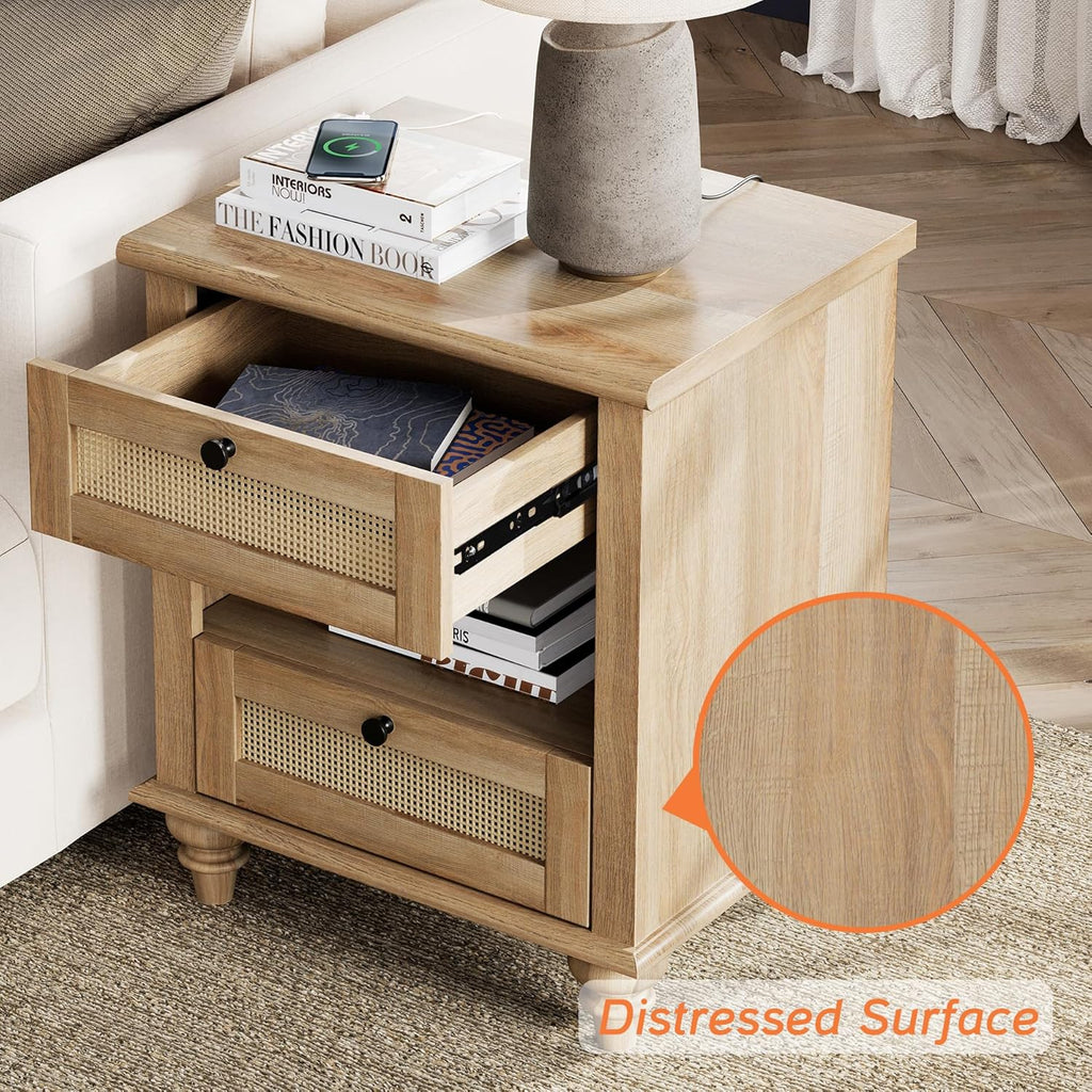 4 Piece Dresser and Nightstand Sets with Charging Station, Oak U308