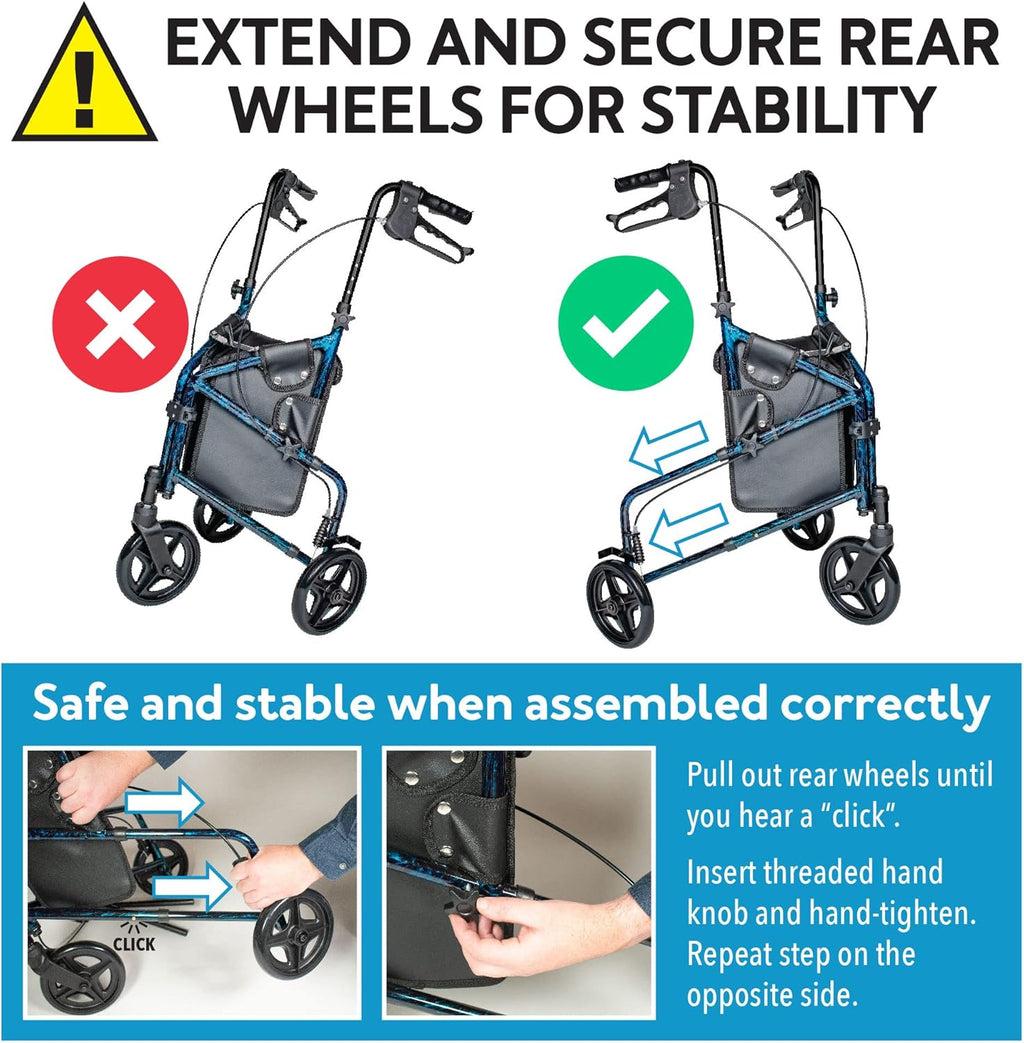3 Wheel Foldable Walker with Height Adjustable Handles D32877