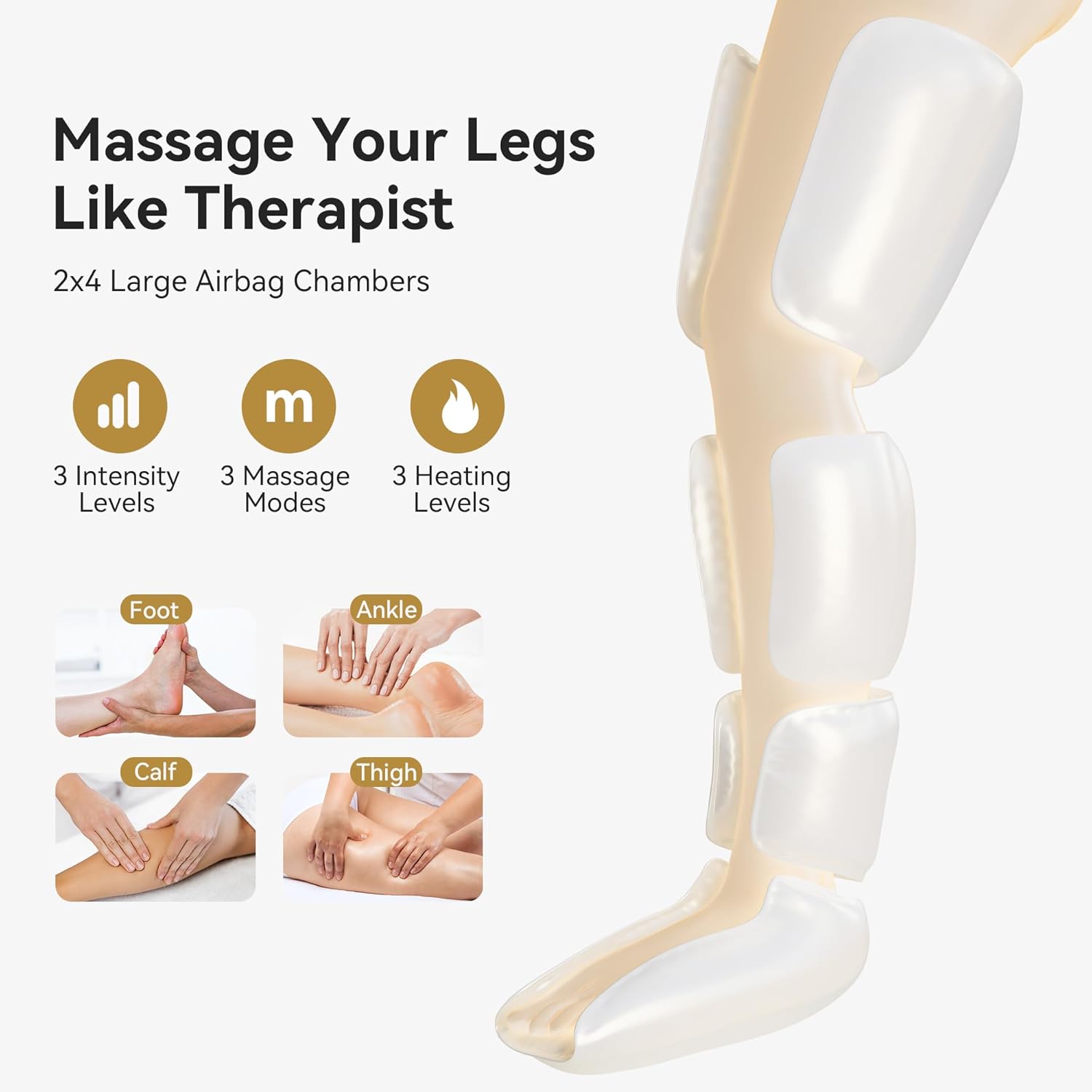 Full Leg Massager with Heat, Air Compression Massager for Foot Calf & Thigh D7103