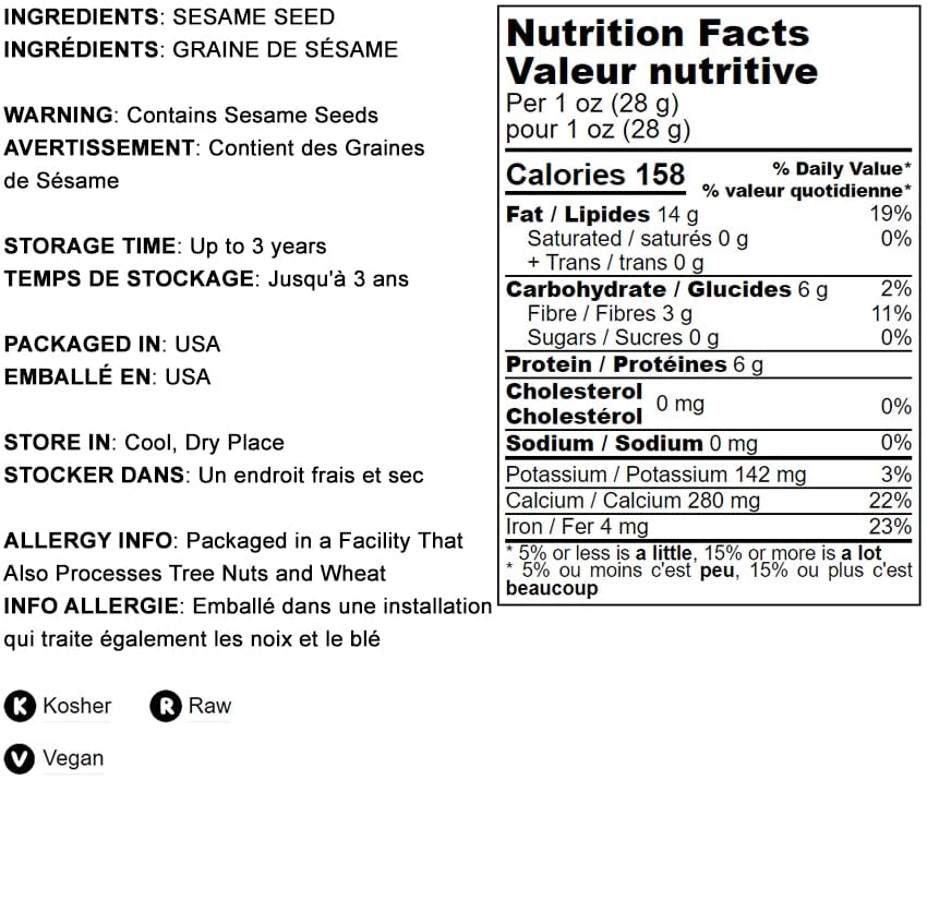 Unhulled Sesame Seeds, 2 Pounds – Whole Natural Raw White Sesame Seeds T67856