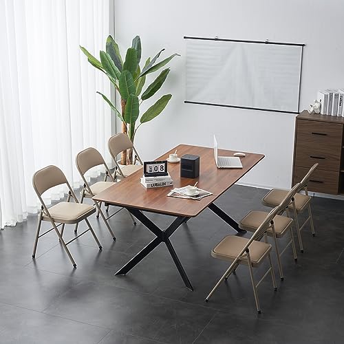 4 Pack White Folding Chairs with Padded Seats and Steel Frame V458656