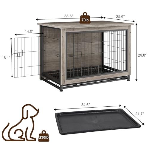 Grey Wooden Dog Kennel Table E80556