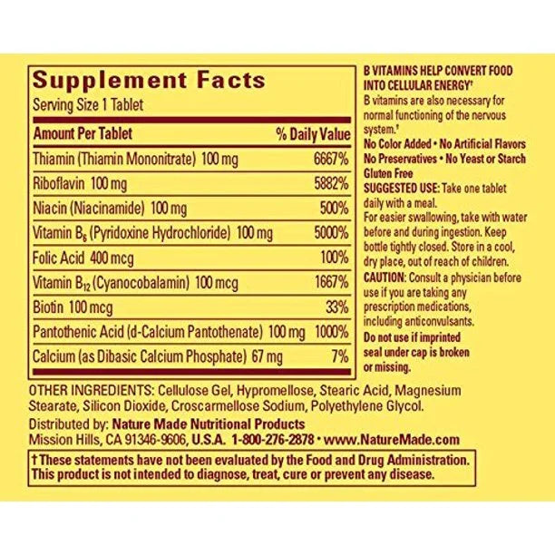 Vitamin B-100 Complex Tablets 60 ea (Pack of 2) Z703482