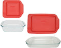 Clear Glass Baking Dish Bundle with Red Plastic Lids W819784