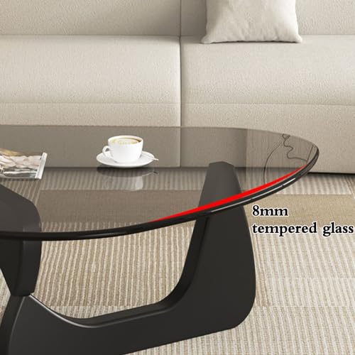 Transparent Black Glass Coffee Table with Solid Wood Frame W77234
