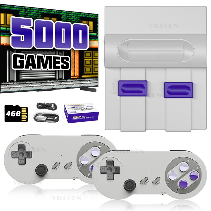 16Bit Video Game Console with 5000 Classic Games and 2.4G Wireless Controllers P365897