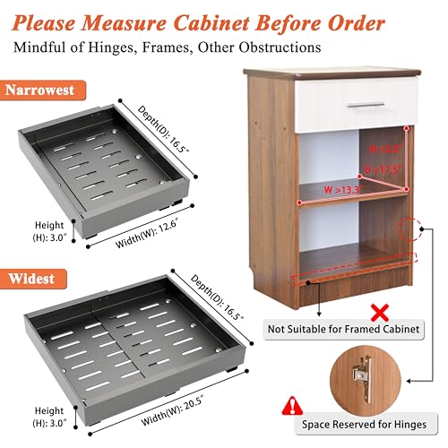 Expandable 12.6" - 20.5" Heavy Duty Adjustable Slide Out Drawer Black Cabinet Organizer L115249