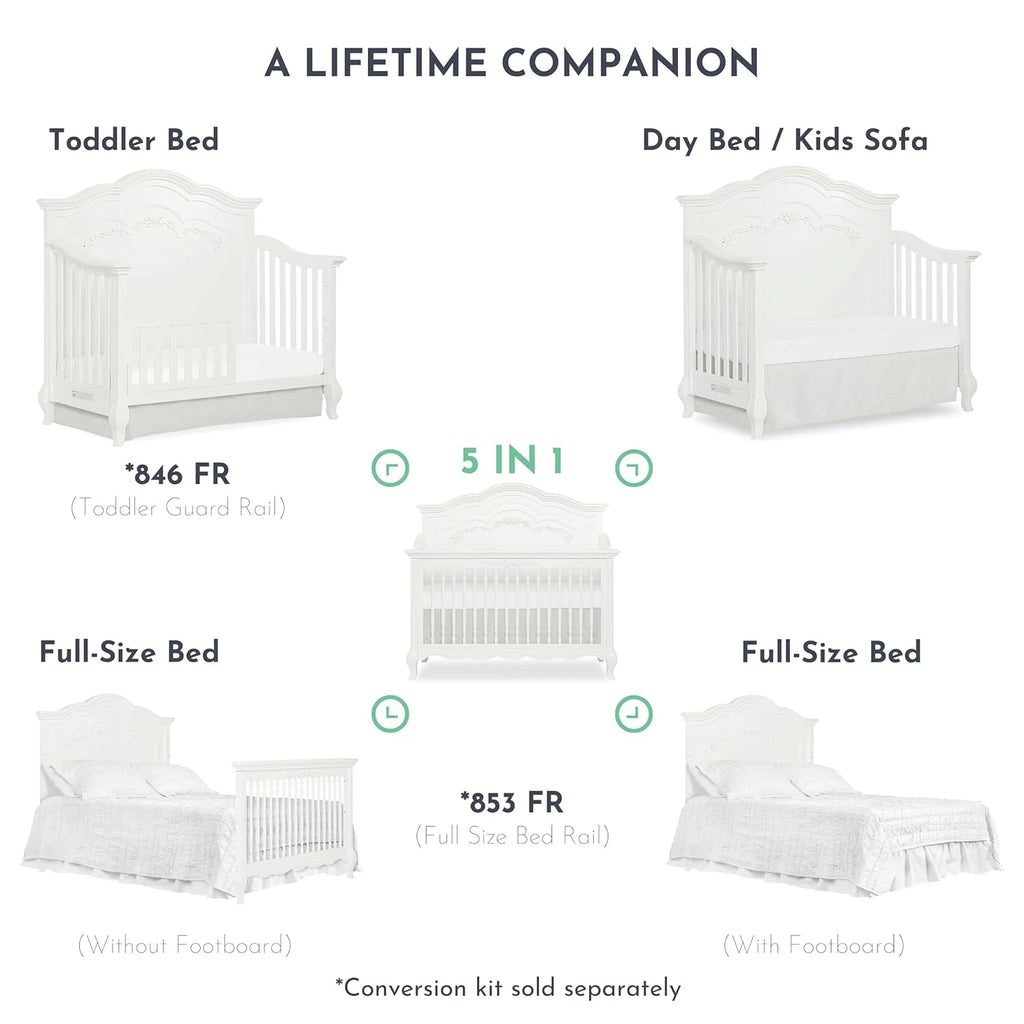 5-in-1 Convertible Crib in Frost X461111