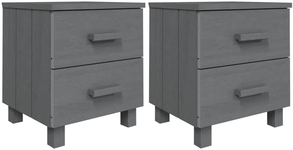 Solid Wood Bedside Cabinets - Dark Gray 2-piece E39214